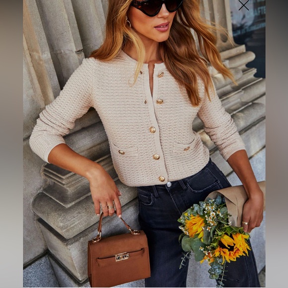 ⭐️Knit Gold Button Cardigan NWOT - Picture 3 of 12